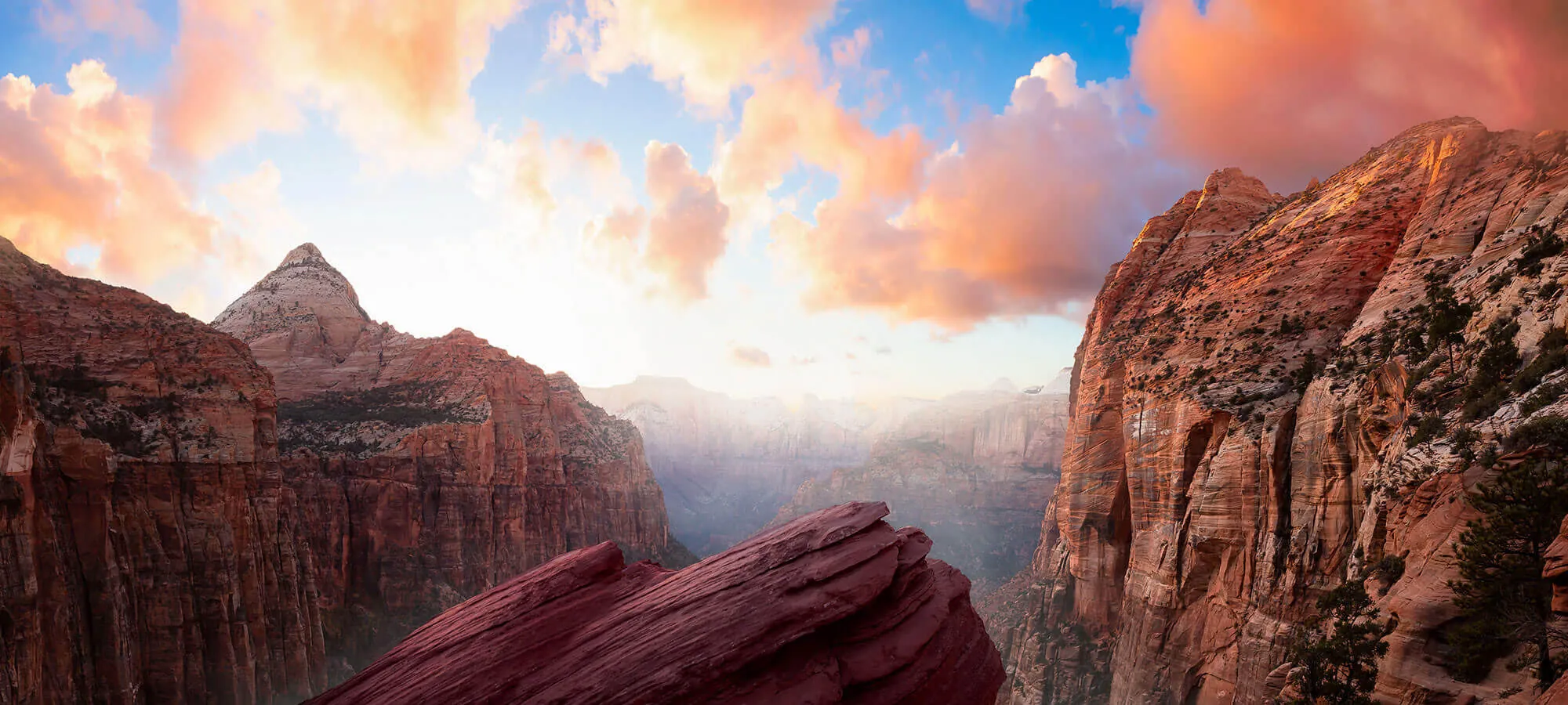 Red rock canyon at sunrise
